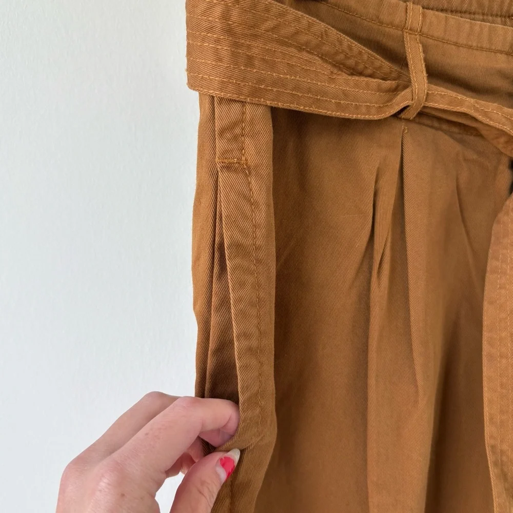 Free People High Waisted 90s Peg baggy tie Pants - yellow brown - Size 10